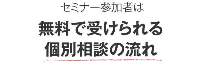 セミナー参加者は無料で受けられる個別相談の流れ